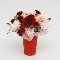 Цветочный стаканчик № 153 красный с герберой  — фото 2