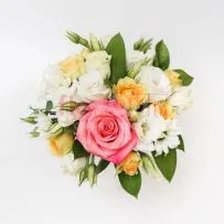 Цветочный стаканчик № 123 с розой и белой эустомой  — фото 71