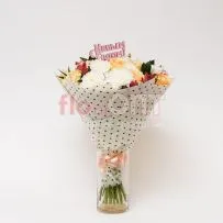 Букет № 475 с бежевыми розами  — фото 