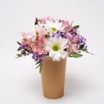 Цветочный стаканчик № 143 с розовой альстромерией  — фото 68