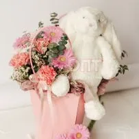 Композиция № 228 в розовой сумочке с игрушкой  — фото 6