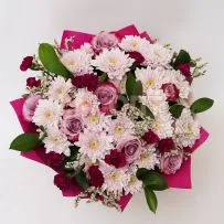 Букет № 365 с сиреневыми розами и хризантемой  — фото 55