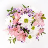 Цветочный стаканчик № 143 с розовой альстромерией  — фото 69