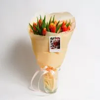 Букет № 575 из 15 оранжевых тюльпанов — фото 5