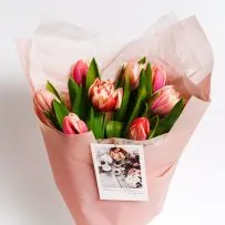 Букет № 566 из 9 розовых тюльпанов — фото 19