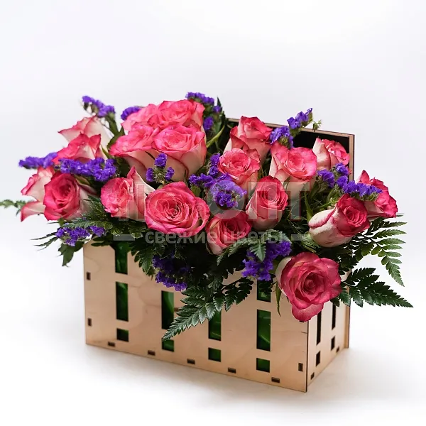 Композиция № 111 с розовыми розами  — фото 1