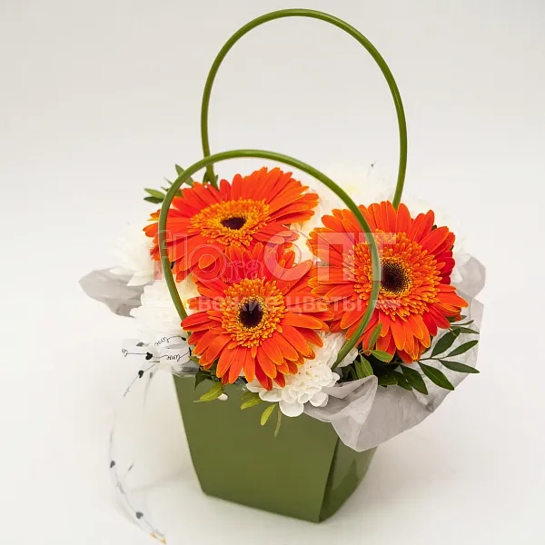 Композиция № 177 с оранжевыми герберами — фото 1