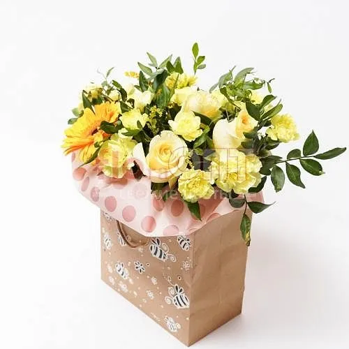 Композиция № 91 с желтой гвоздикой — фото 1