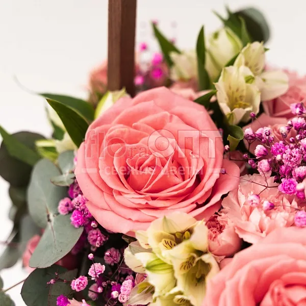 Композиция № 187 сборная в деревянном кашпо — фото 3