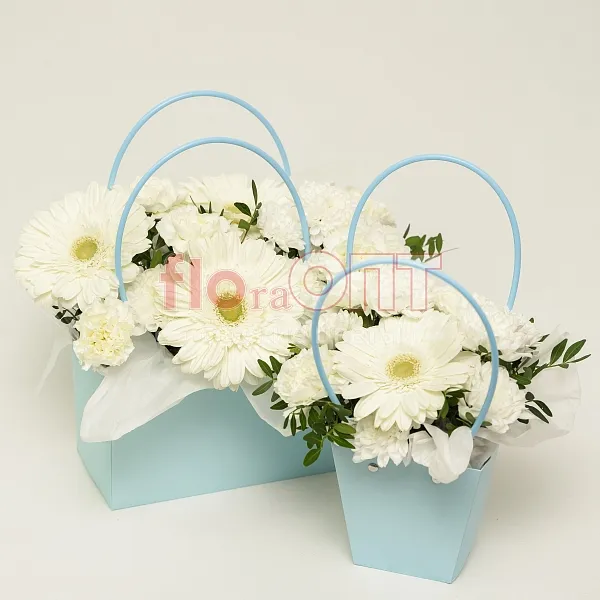 Коробка № 267 голубая с белой герберой — фото 5