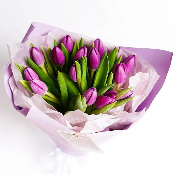 Букет № 568 с сиреневыми тюльпанами  — фото 3