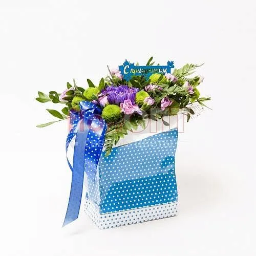 Композиция № 88 с синей лентой и Милкой — фото 4