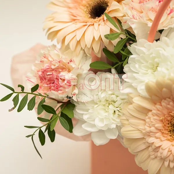 Композиция № 270 персиковая с герберой  — фото 3