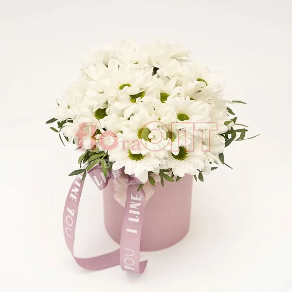 Композиция № 221 в коробке с хризантемой  — фото 4