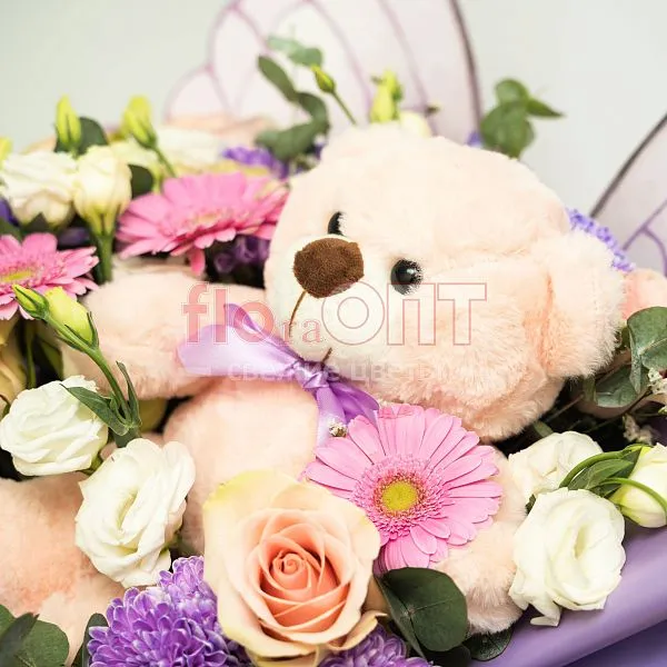 Букет № 541 фиолетовый с игрушкой  — фото 5