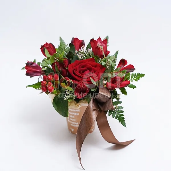 Цветочный стаканчик № 85 с альстромерией  — фото 3