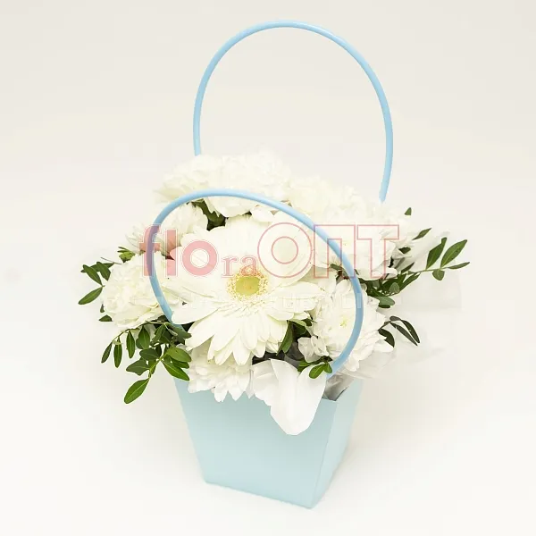 Коробка № 267 голубая с белой герберой — фото 2