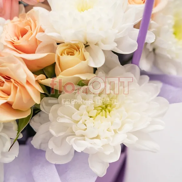 Композиция № 173 с розовой герберой и хризантемой — фото 5