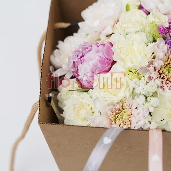 Цветочный стаканчик № 151 в бело-розовом цвете — фото 5