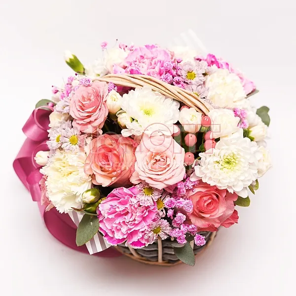 Композиция № 153 с розами и гвоздикой  — фото 2