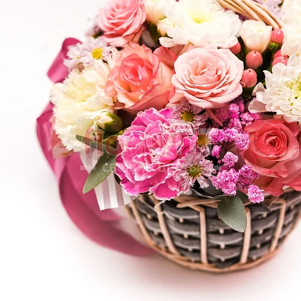 Композиция № 153 с розами и гвоздикой  — фото 4