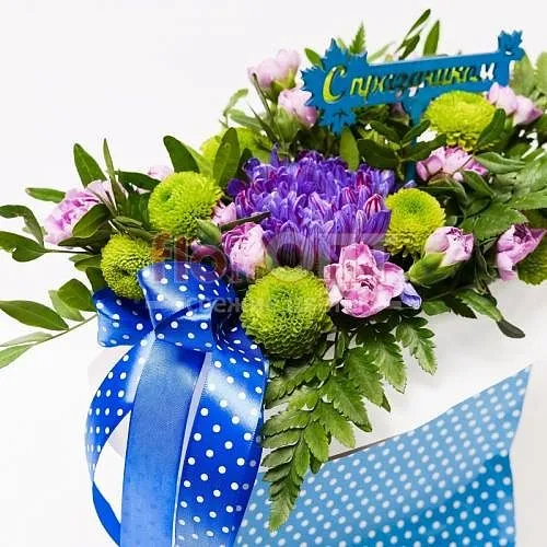 Композиция № 88 с синей лентой и Милкой — фото 1