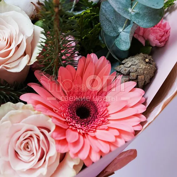 Букет № 470 с розовой герберой — фото 4