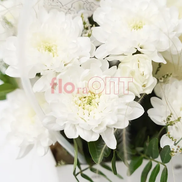 Композиция № 185 белая с хризантемой  — фото 5