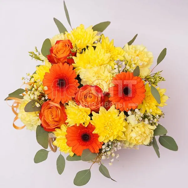 Коробка № 170 с герберами и розами  — фото 2