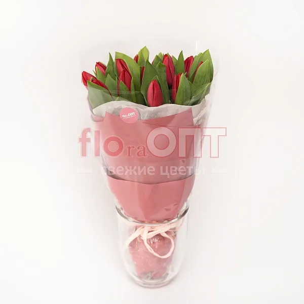 Букет № 489 с красными тюльпанами  — фото 1