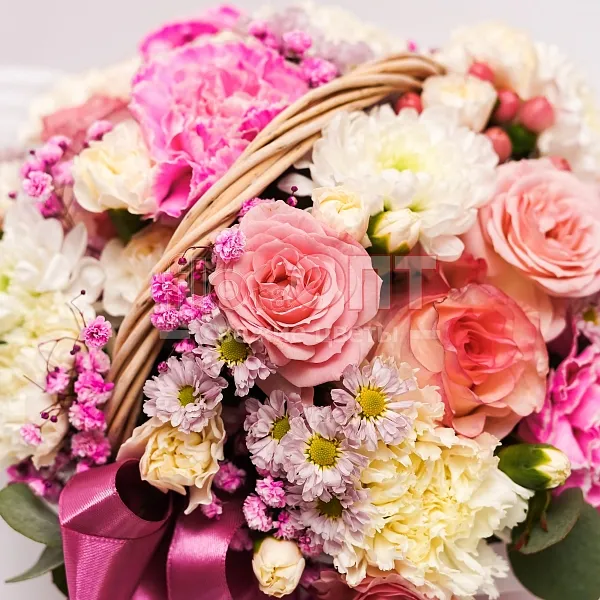 Композиция № 153 с розами и гвоздикой  — фото 5