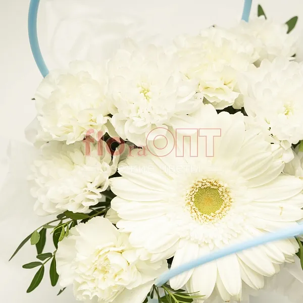 Коробка № 267 голубая с белой герберой — фото 3