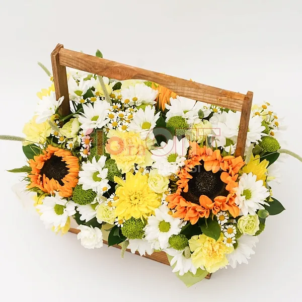 Композиция № 36 с хелиантусом и хризантемой  — фото 2