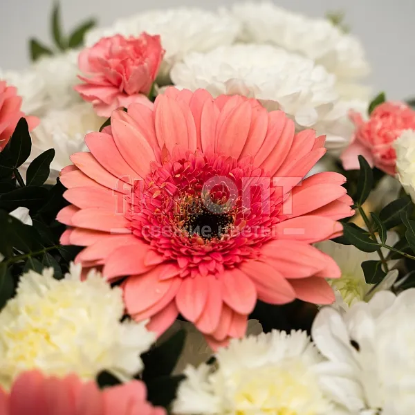 Коробка № 238 с герберами и хризантемой  — фото 4