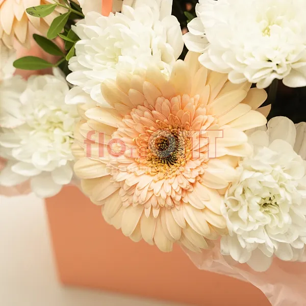 Композиция № 270 персиковая с герберой  — фото 2