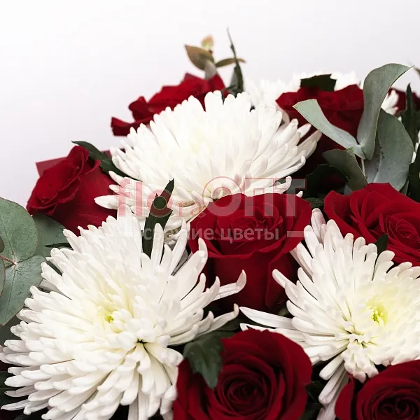 Букет № 447 с белой хризантемой и розами  — фото 4