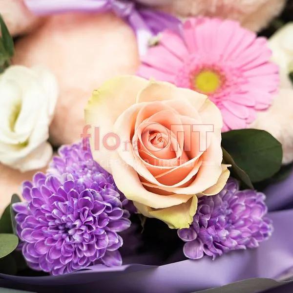 Букет № 541 фиолетовый с игрушкой  — фото 4