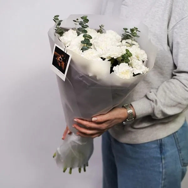 Букет № 553 с белой гвоздикой  — фото 1