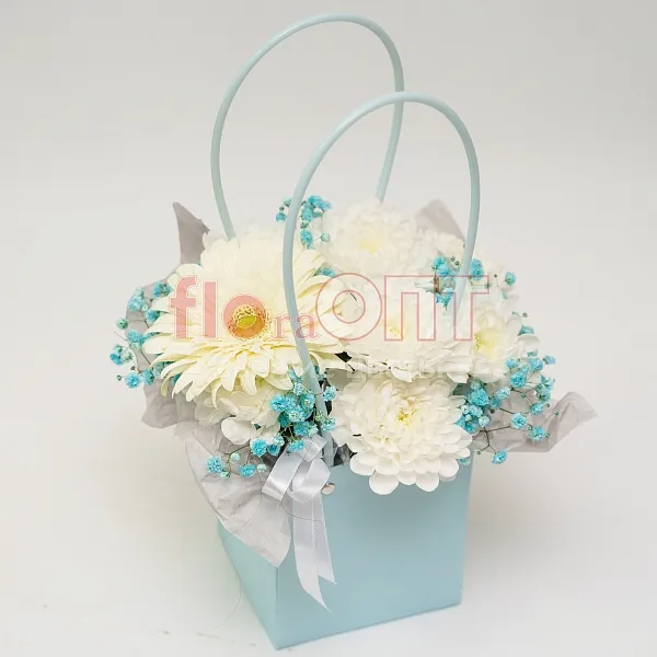 Композиция № 176 с белой хризантемой и герберой  — фото 2