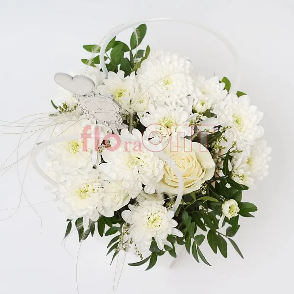 Композиция № 185 белая с хризантемой  — фото 2