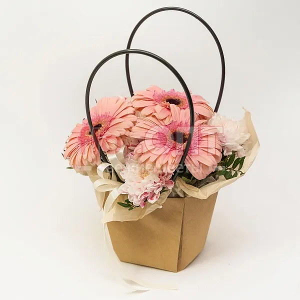 Композиция № 172 с розовыми герберами — фото 1