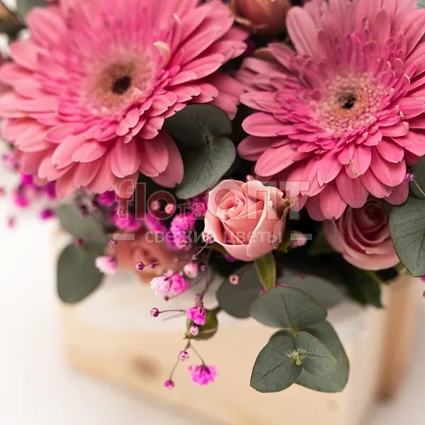 Композиция № 186 розовая с герберами  — фото 5