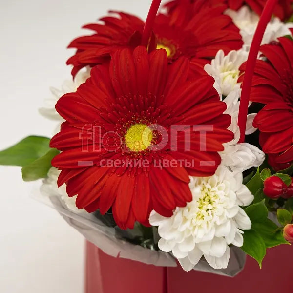 Композиция № 175 красная с герберами  — фото 4