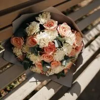 Букет Сборный №6 с белыми диантусами и розовой розой  — фото 43