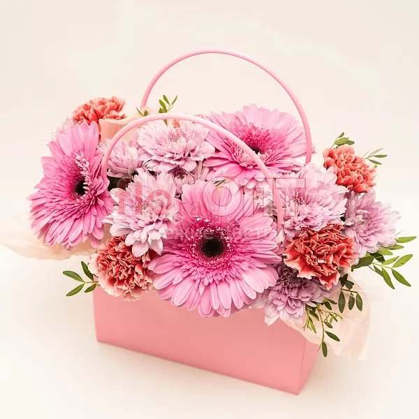 Композиция Сборная № 266 с розовыми герберами  — фото 2